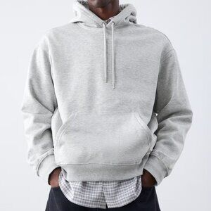 H&M - NEW Gray Loose Fit Hoodie drawstring hood long sleeves kangaroo Large
